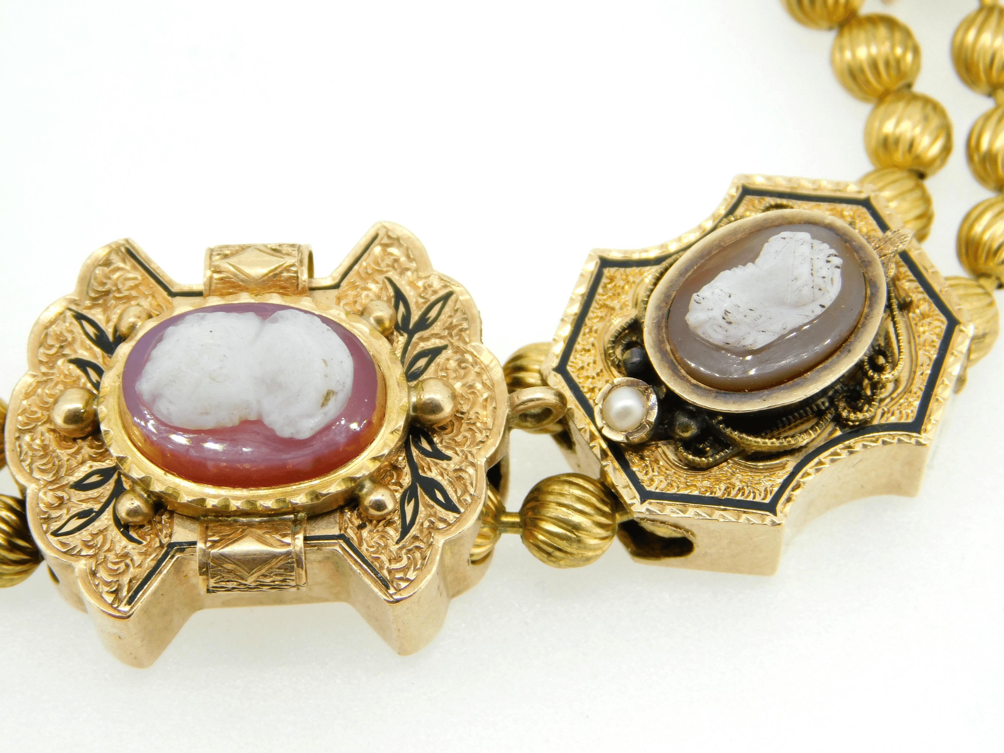 Echter Naturstein Kamee Viktorianisch XL Gold Schiebearmband '#J4362' für Damen oder Herren im Angebot