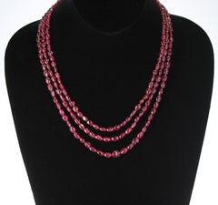 Genuine and Natural Tumbled and Smooth Spinel Beads Necklace, 14 Karat Clasp