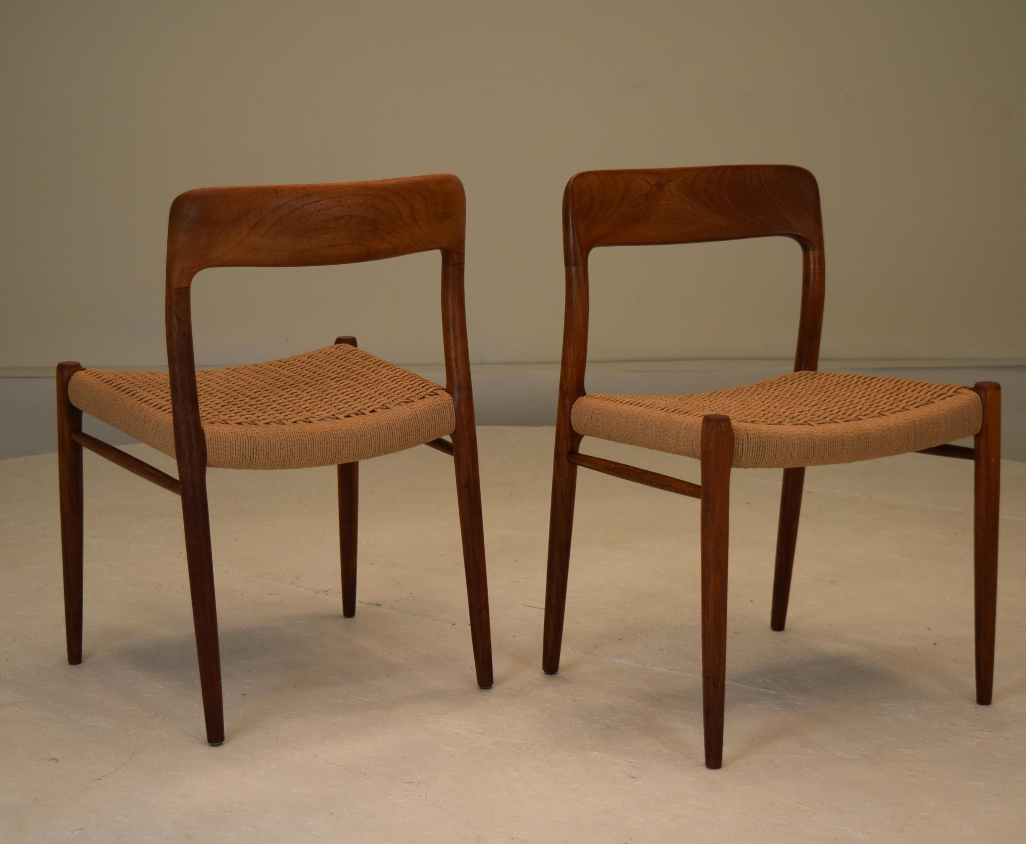 Genuine Neils Moller 75 Chairs with Original 1950s Medallions 1