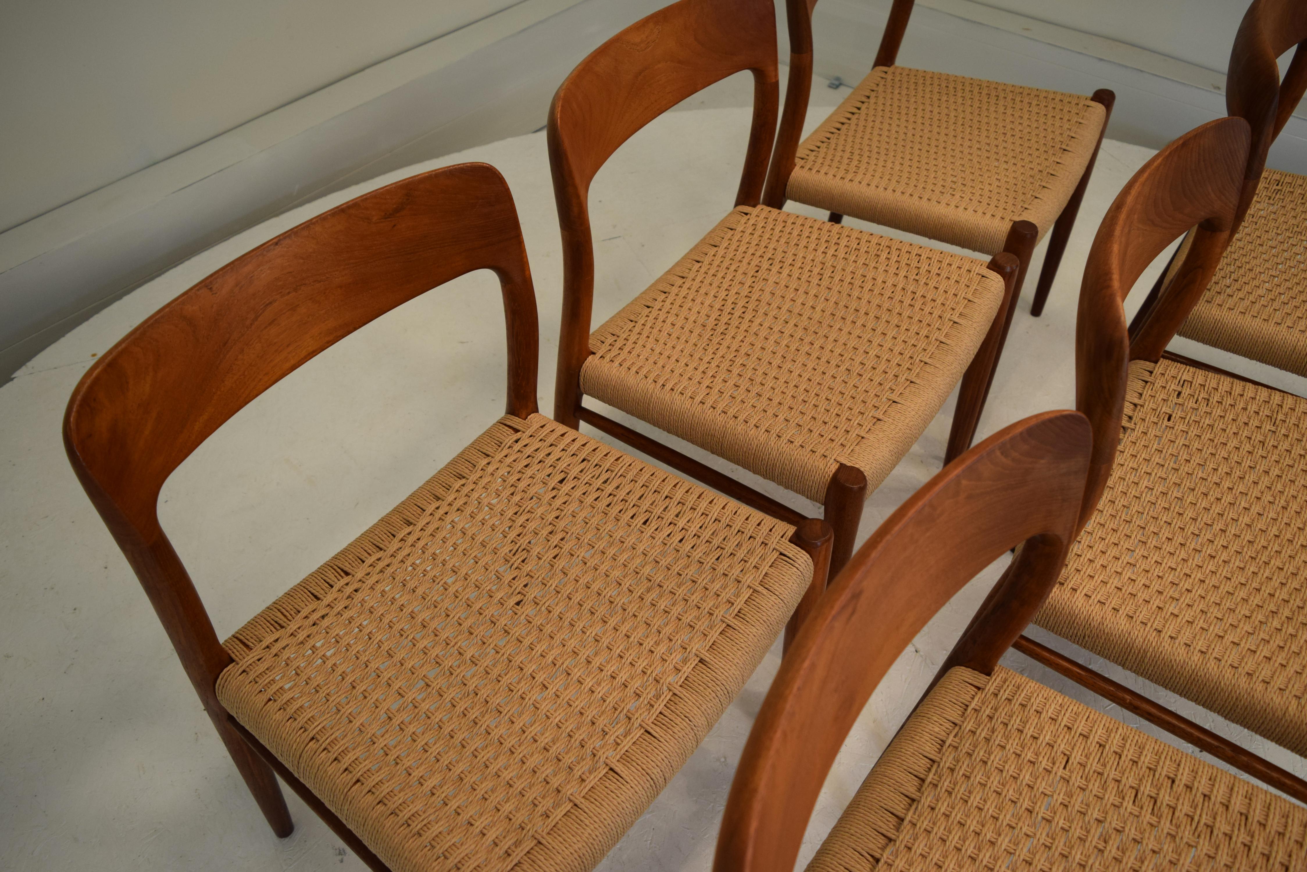 Genuine Neils Moller 75 Chairs with Original 1950s Medallions 6