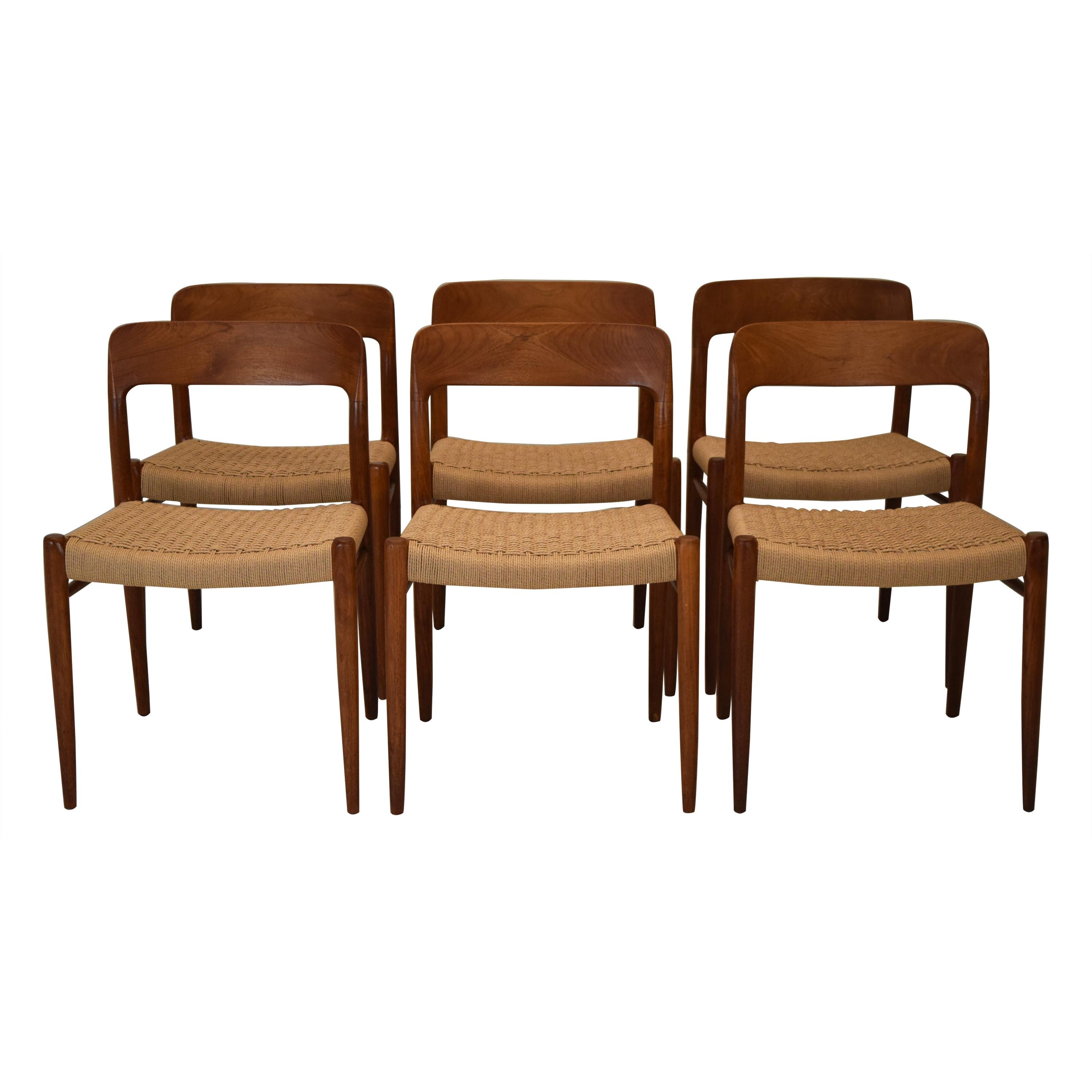 Genuine Neils Moller 75 Chairs with Original 1950s Medallions