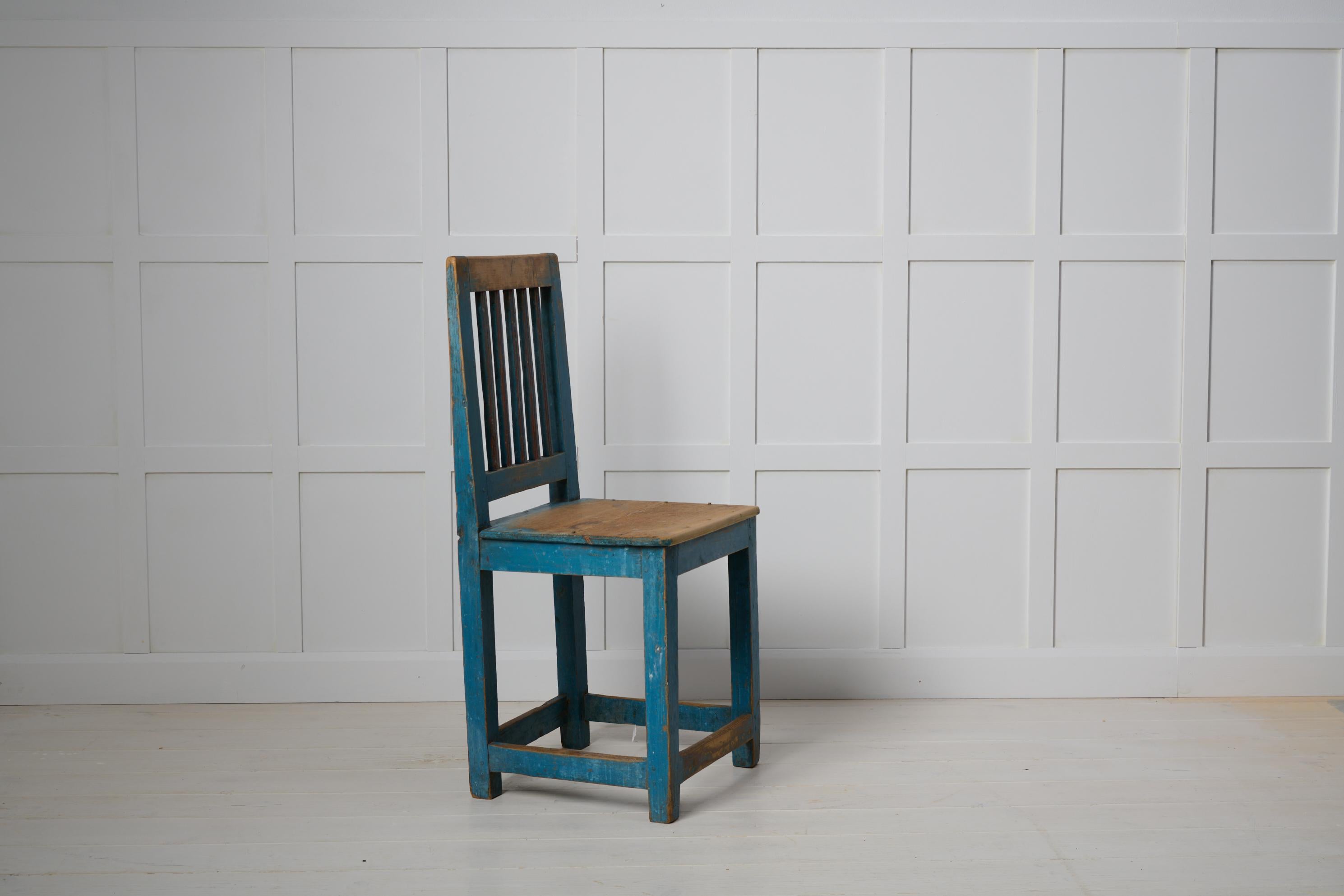 19th Century Genuine Northern Swedish Charming Antique Blue Authentic Country Chair For Sale