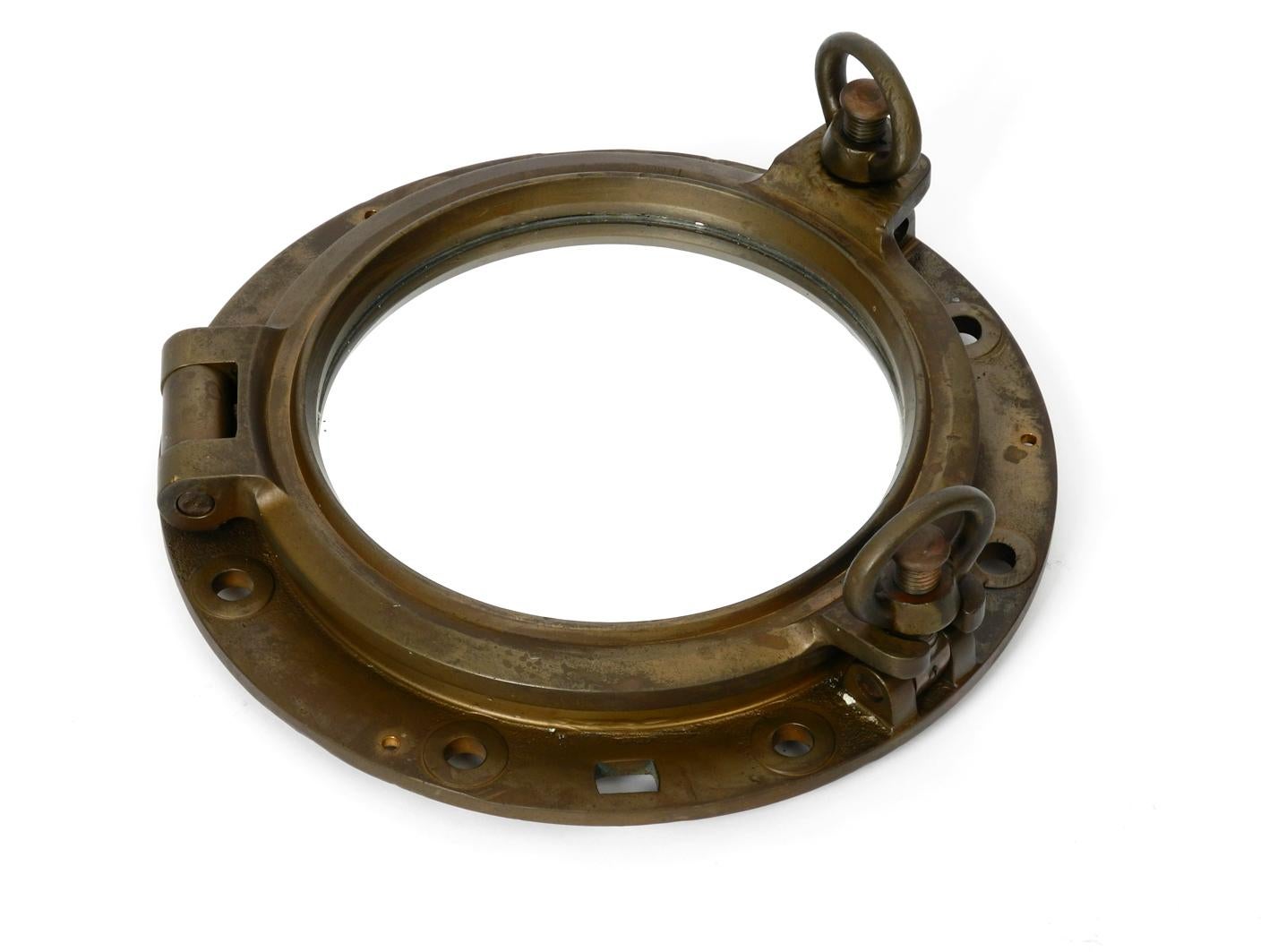 Mid-Century Modern Genuine Old Brass Ship's Porthole Wall Mirror Heavy and Solid Construction
