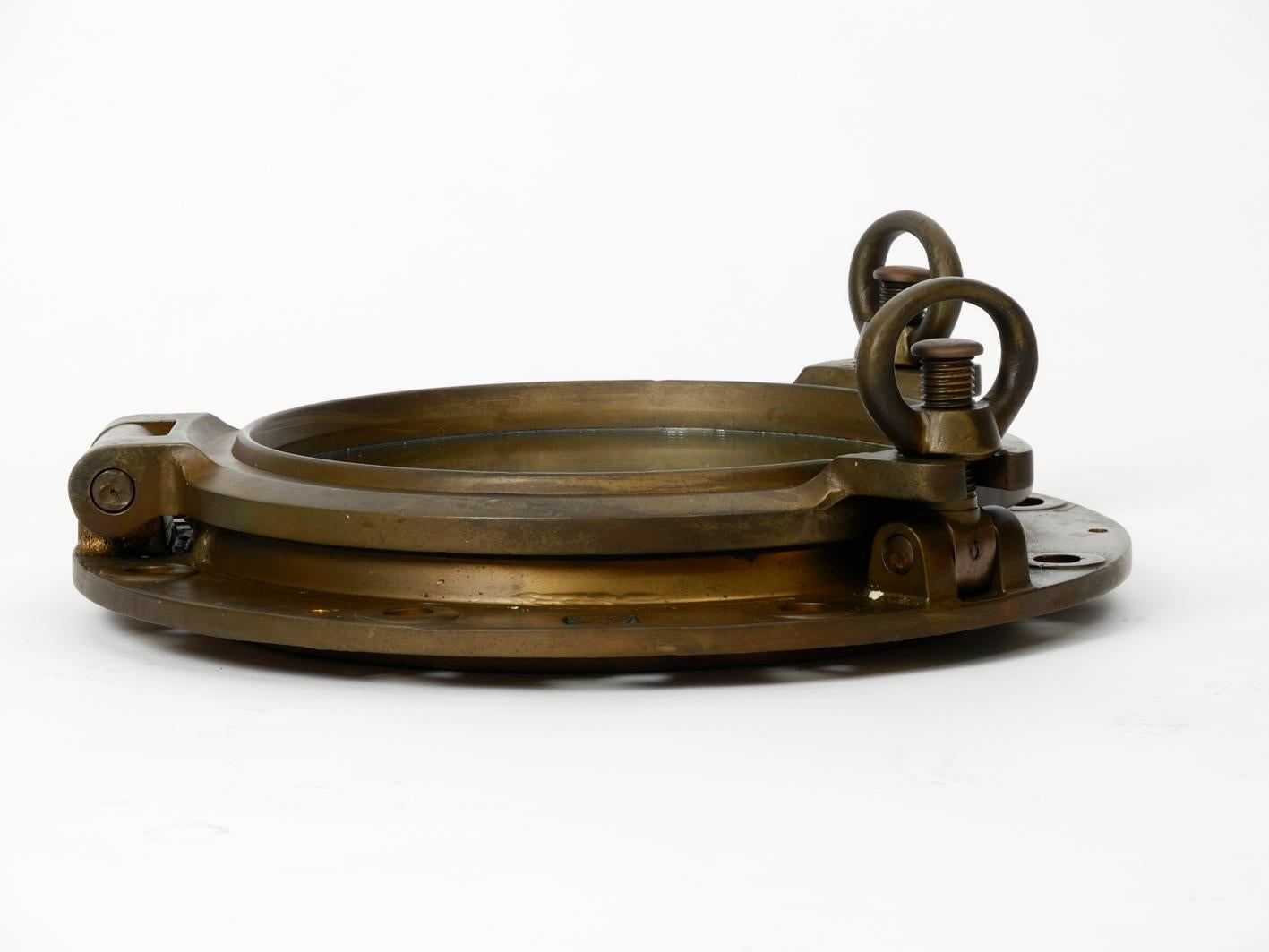 European Genuine Old Brass Ship's Porthole Wall Mirror Heavy and Solid Construction