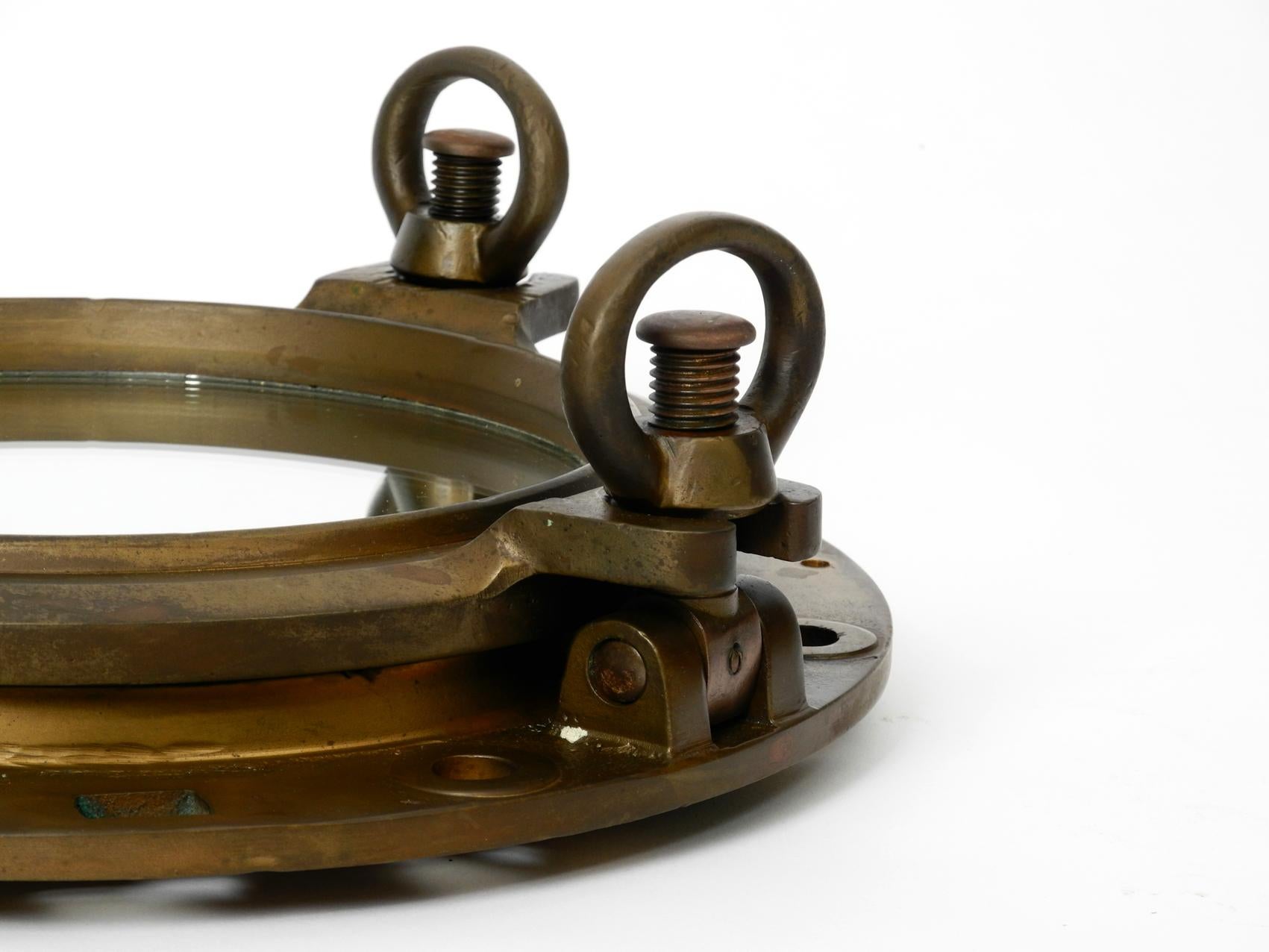 Mid-20th Century Genuine Old Brass Ship's Porthole Wall Mirror Heavy and Solid Construction