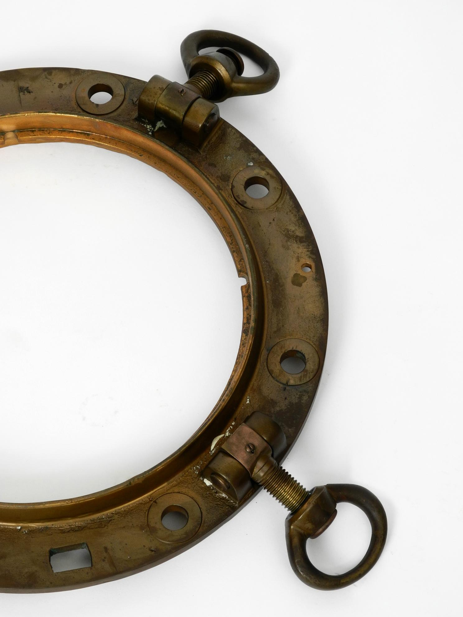 Genuine Old Brass Ship's Porthole Wall Mirror Heavy and Solid Construction 1
