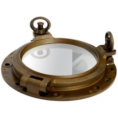 Retro Genuine Old Brass Ship's Porthole Wall Mirror Heavy and Solid Construction