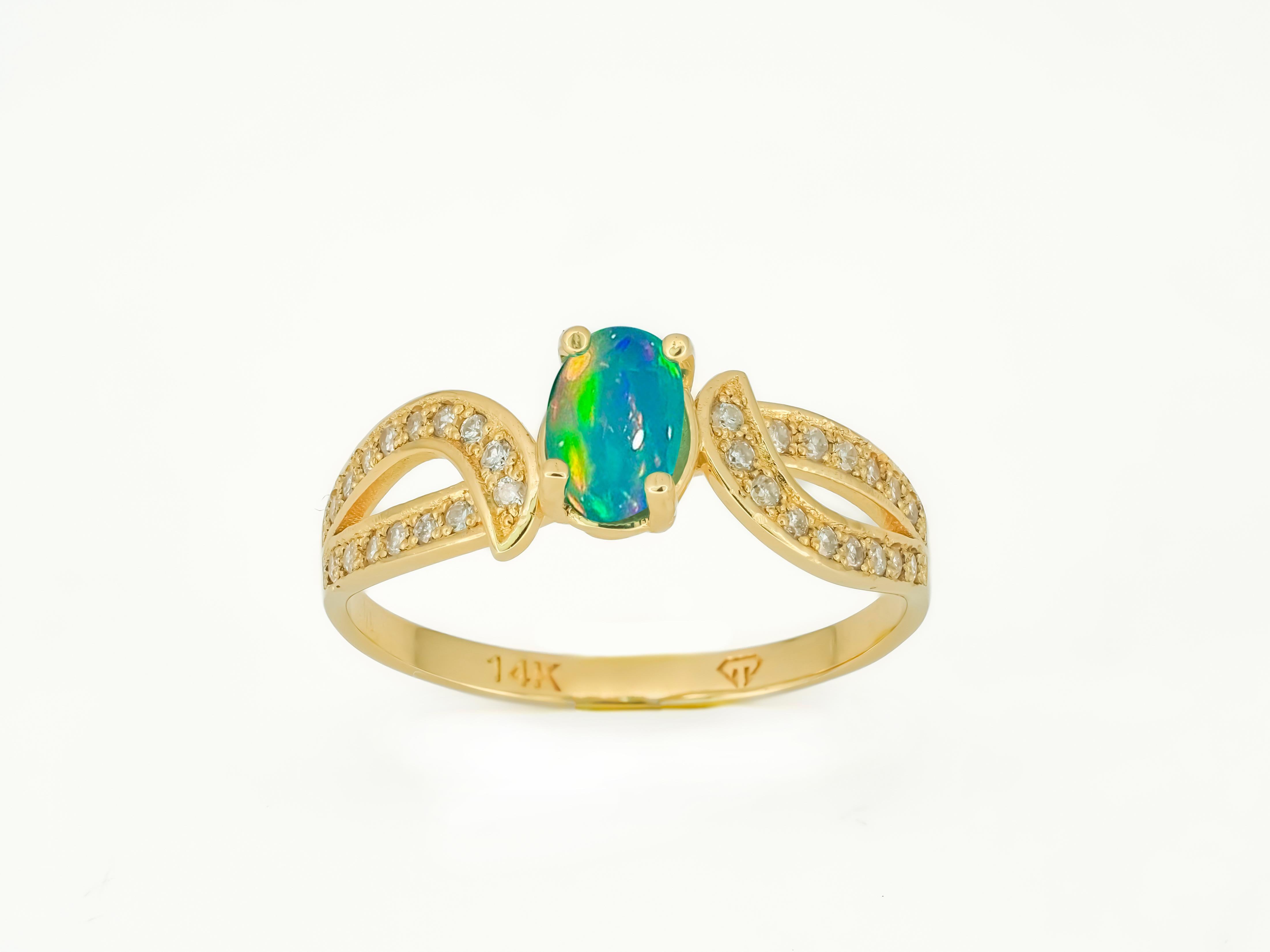 For Sale:  Genuine Opal 14k Gold Ring. 6