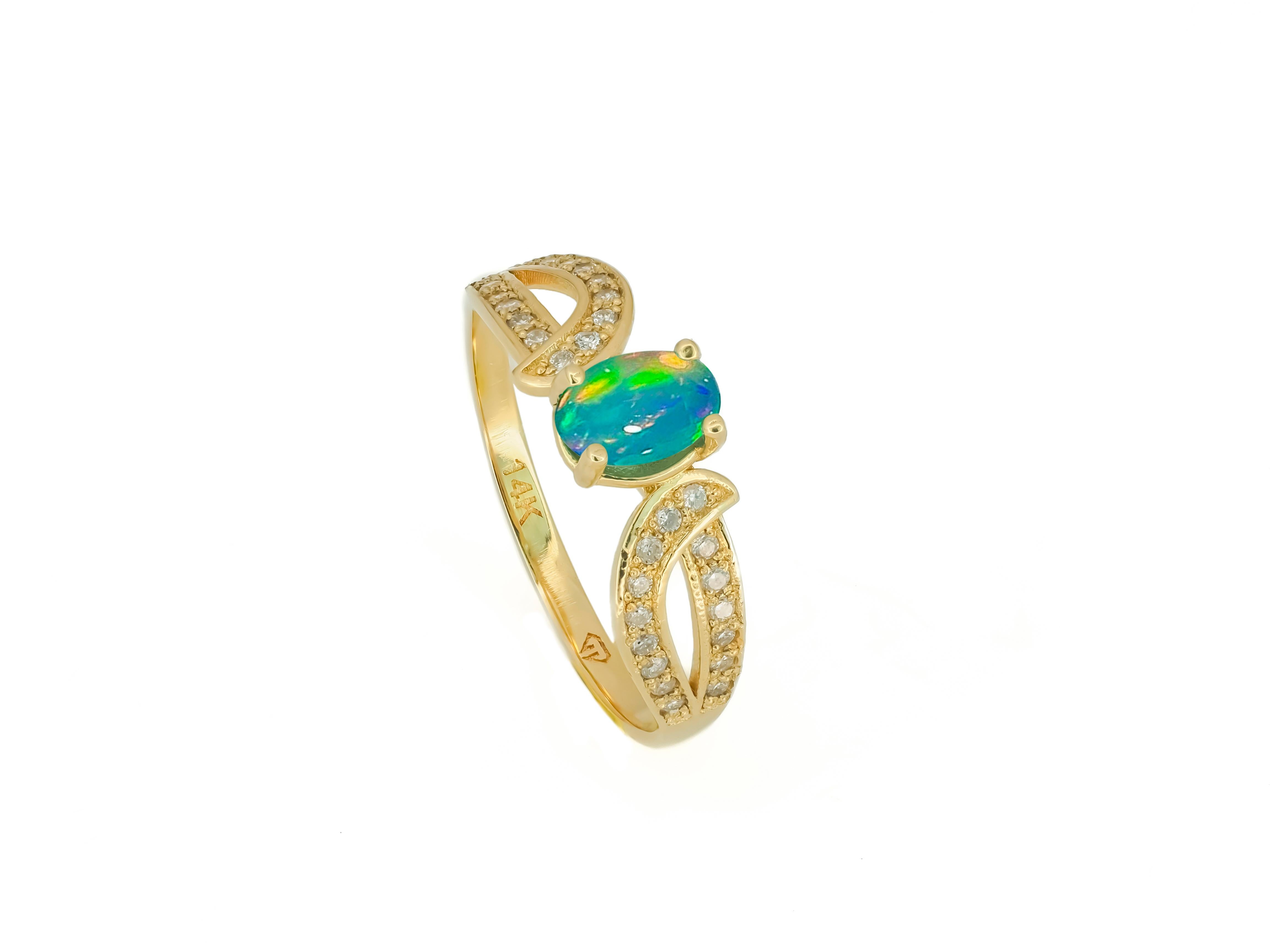 For Sale:  Genuine Opal 14k Gold Ring. 7