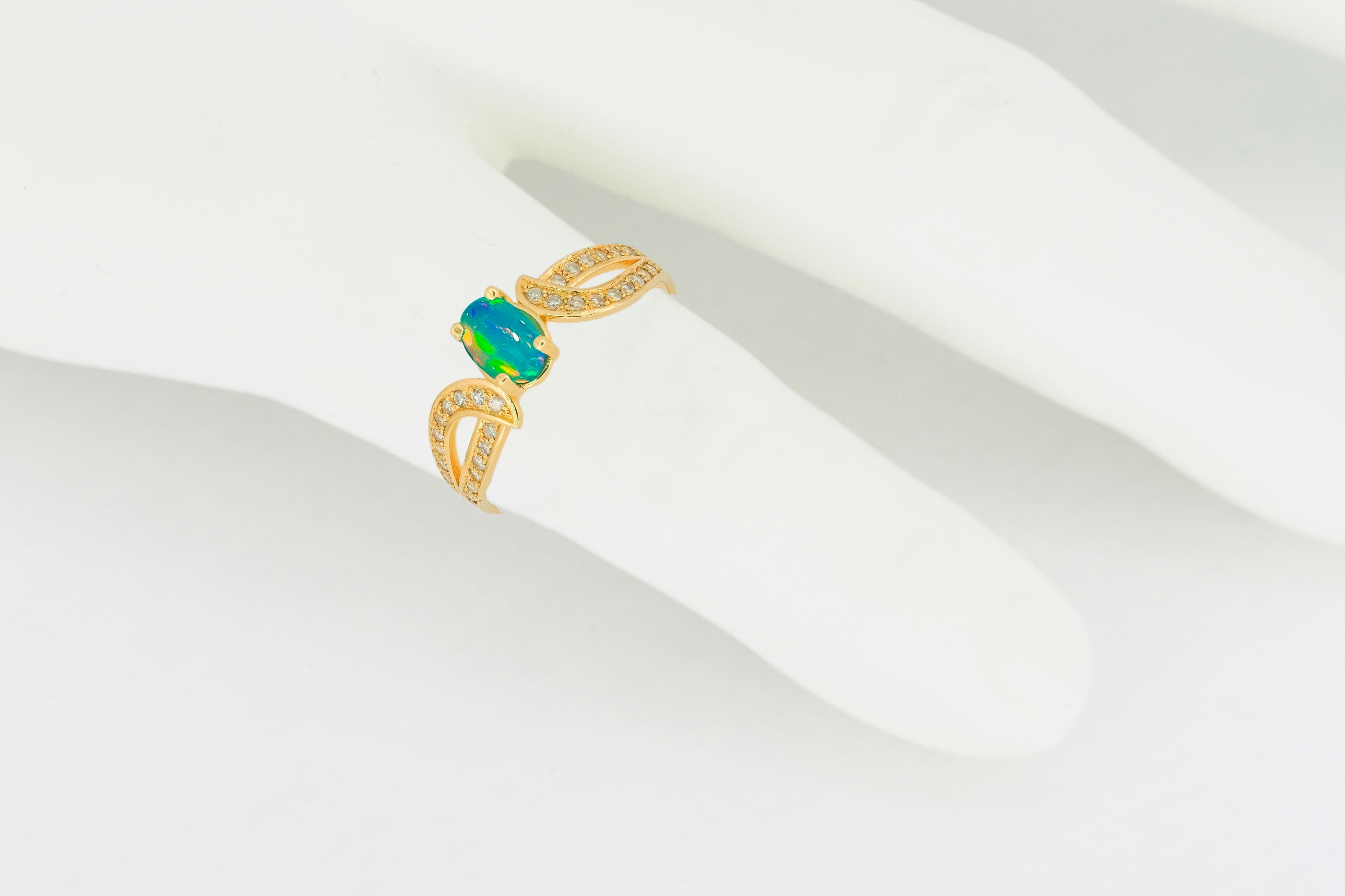 For Sale:  Genuine Opal 14k Gold Ring. 8