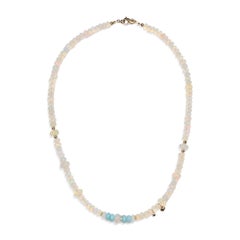 Genuine Opal Diamond 14k Gold Necklace
