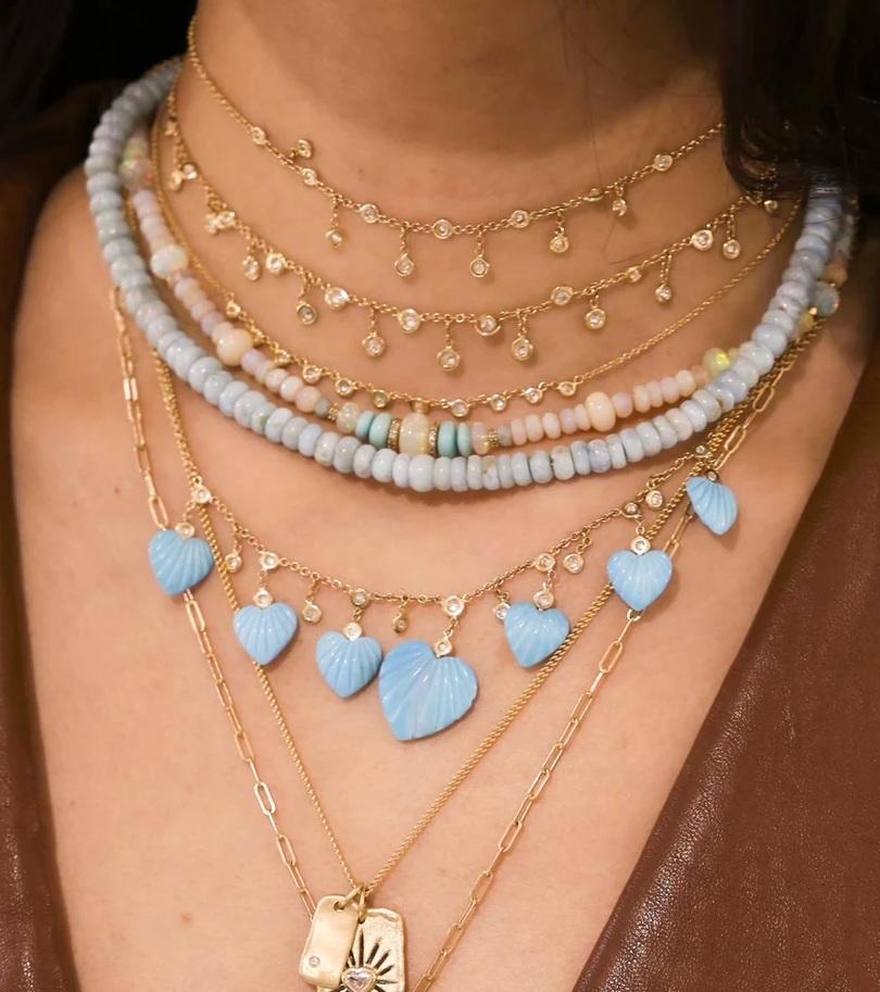 Echte Opal Diamant 14k Gold Halskette im Zustand „Neu“ im Angebot in GOES, NL