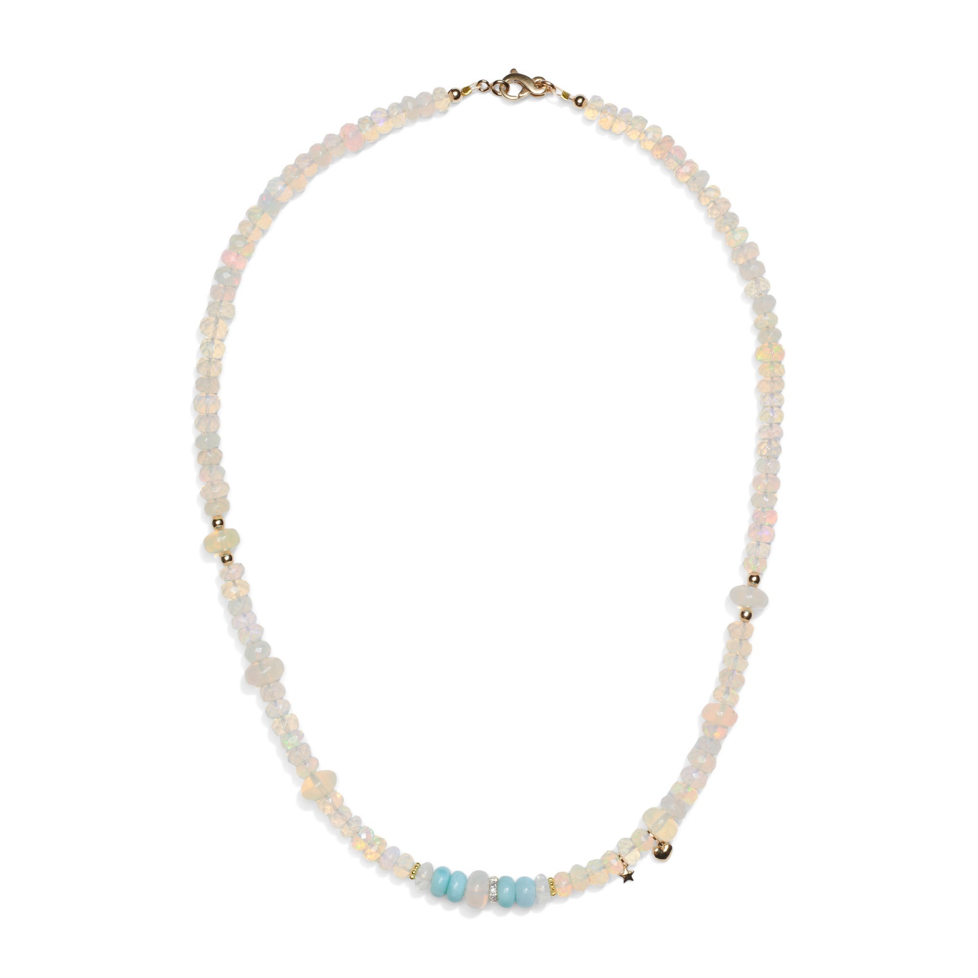 Echte Opal Diamant 14k Gold Halskette im Angebot
