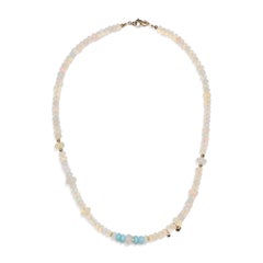 Genuine Opal Diamond 14k Gold Necklace