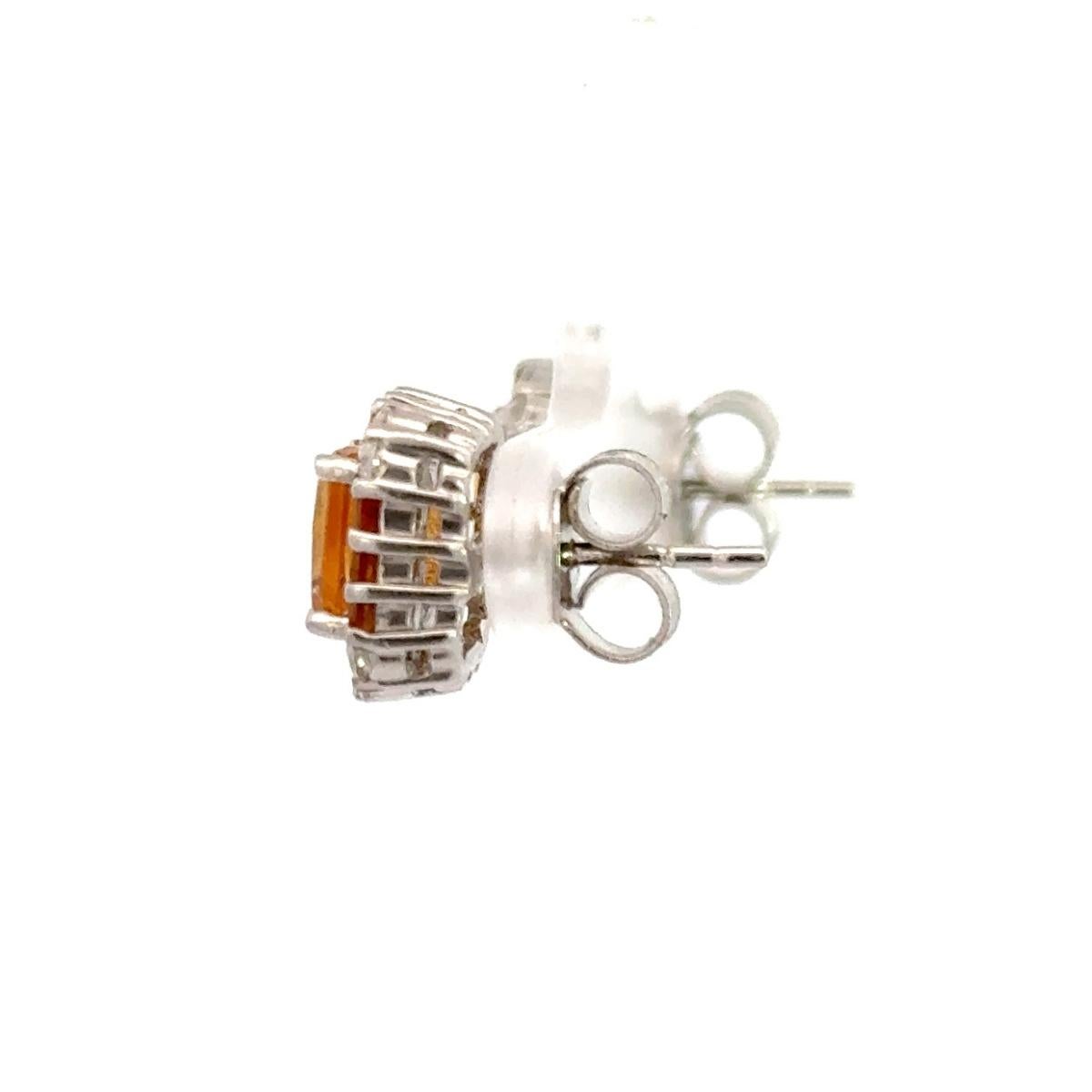 Mixed Cut Genuine Orange Citrine Prong Set Studs Earrings for Women in 925 Sterling Silver For Sale