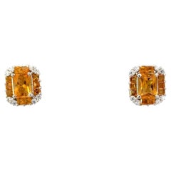 Genuine Orange Citrine Prong Set Studs for Her in Solid Silver Stud Earrings