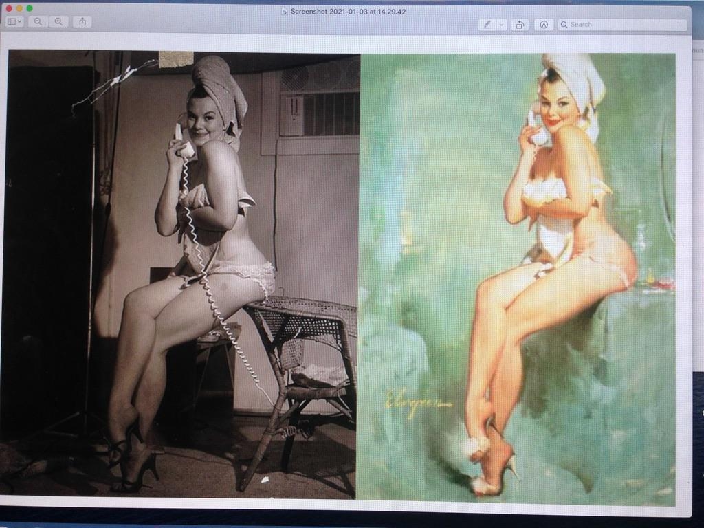 Genuine Painting of Cheescake Pin up Girl by Gautier For Sale 7