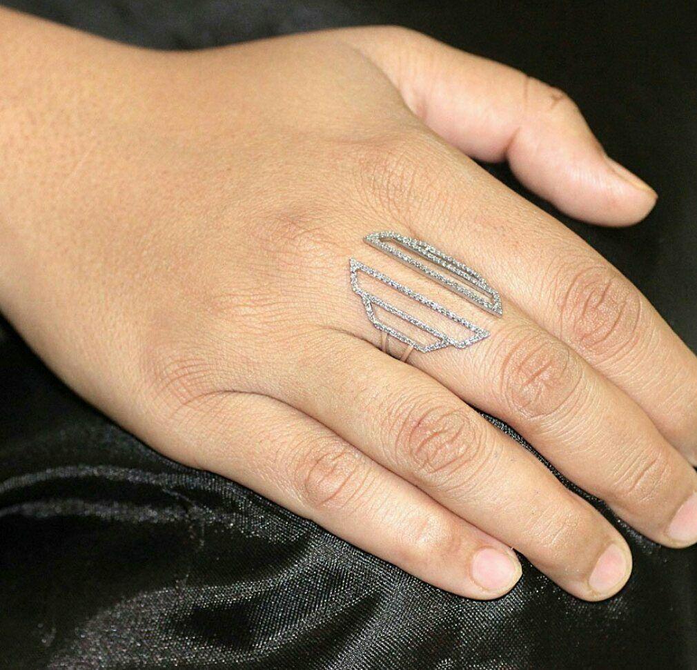 Round Cut Genuine Pave Diamond Cage Ring 14k Gold For Sale