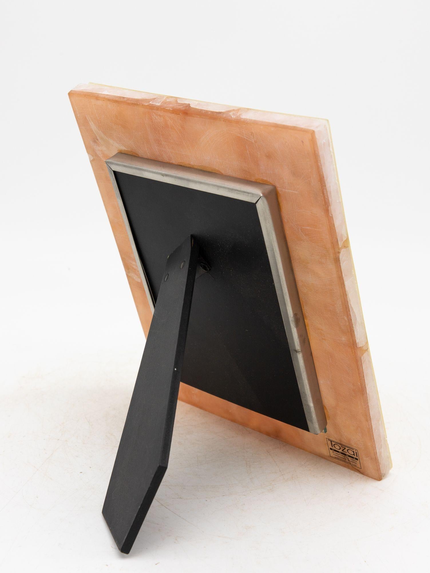 Contemporary Genuine Pink Quartz/Glass 5” x 7