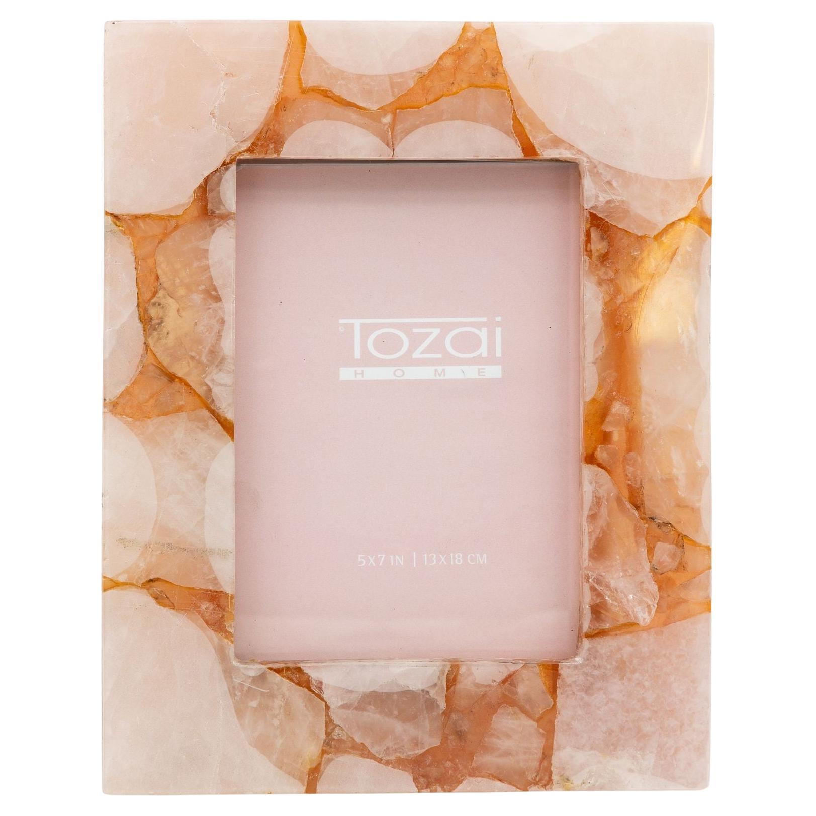 Genuine Pink Quartz/Glass 5” x 7" photo frame by Tozai Home, 2015