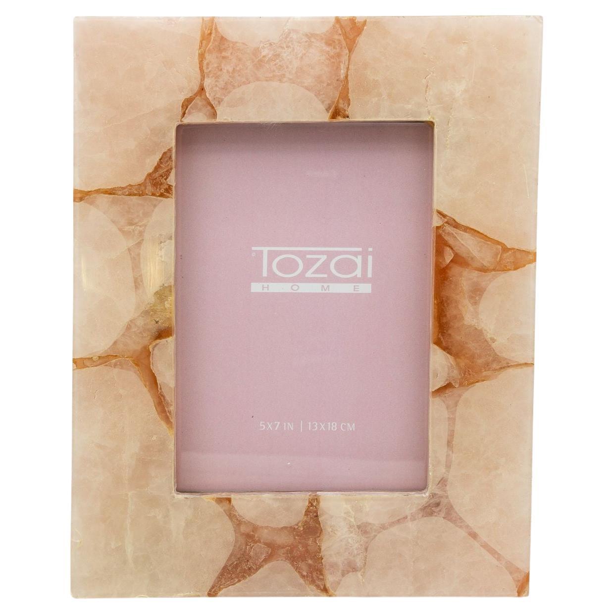 Genuine Pink Quartz/Glass 5” x 7" photo frame by Tozai Home, 2015 For Sale
