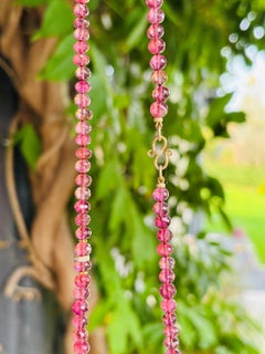 Genuine Pink Rubellite Tourmaline Diamond Yellow Gold Necklace
