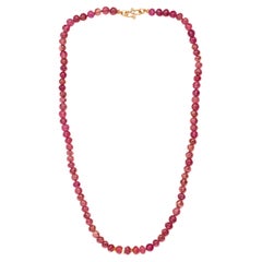 Genuine Pink Rubellite Tourmaline Diamond Yellow Gold Necklace