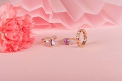 Genuine Pink Sapphire and Diamond Ring in 18 Karat Solid Rose Gold