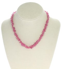 Genuine Pink Sapphire Drop Briolette Necklace