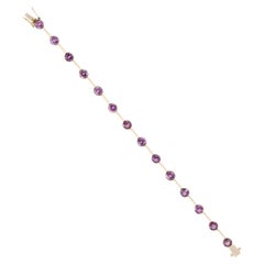 Bracelet en or jaune 14k avec saphir rose véritable et pierres précieuses