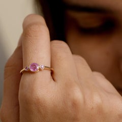 Genuine Pink Sapphire Gemstone Solid 14k Yellow Gold Jewelry Engagement Ring