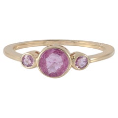 Genuine Pink Sapphire Gemstone Solid 14k Yellow Gold Jewelry Engagement Ring