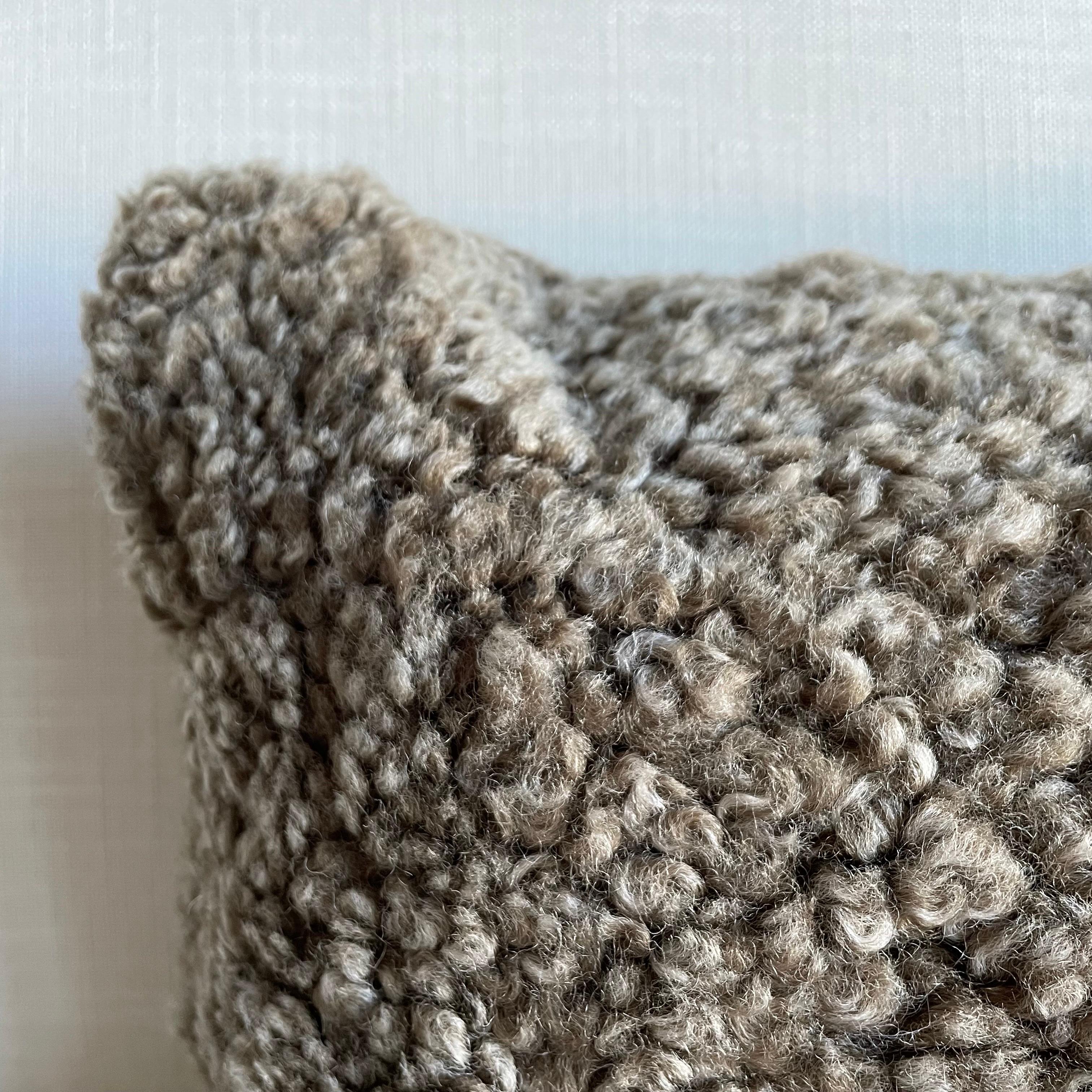 Genuine Plush Curly Sheepskin Accent Pillow For Sale 1