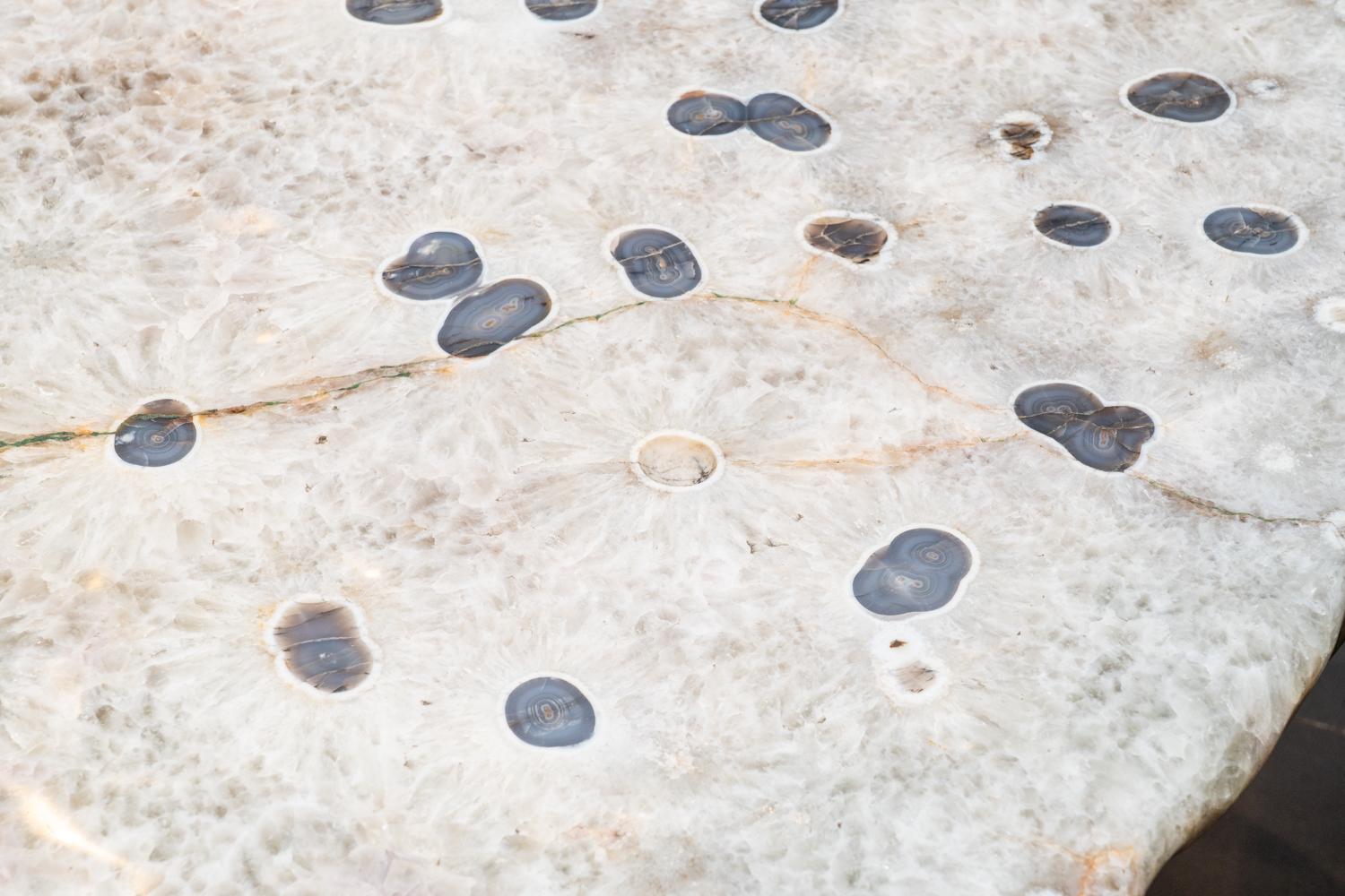Genuine Polished Agate Coffee/End Table In New Condition For Sale In New York, NY