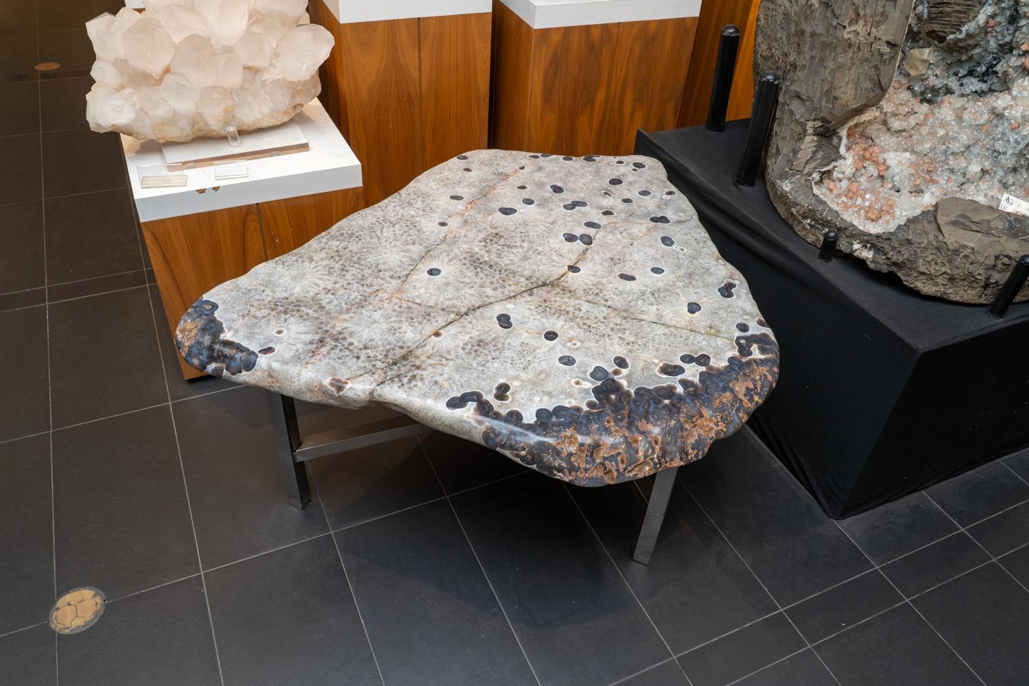 Genuine Polished Agate Coffee/End Table For Sale