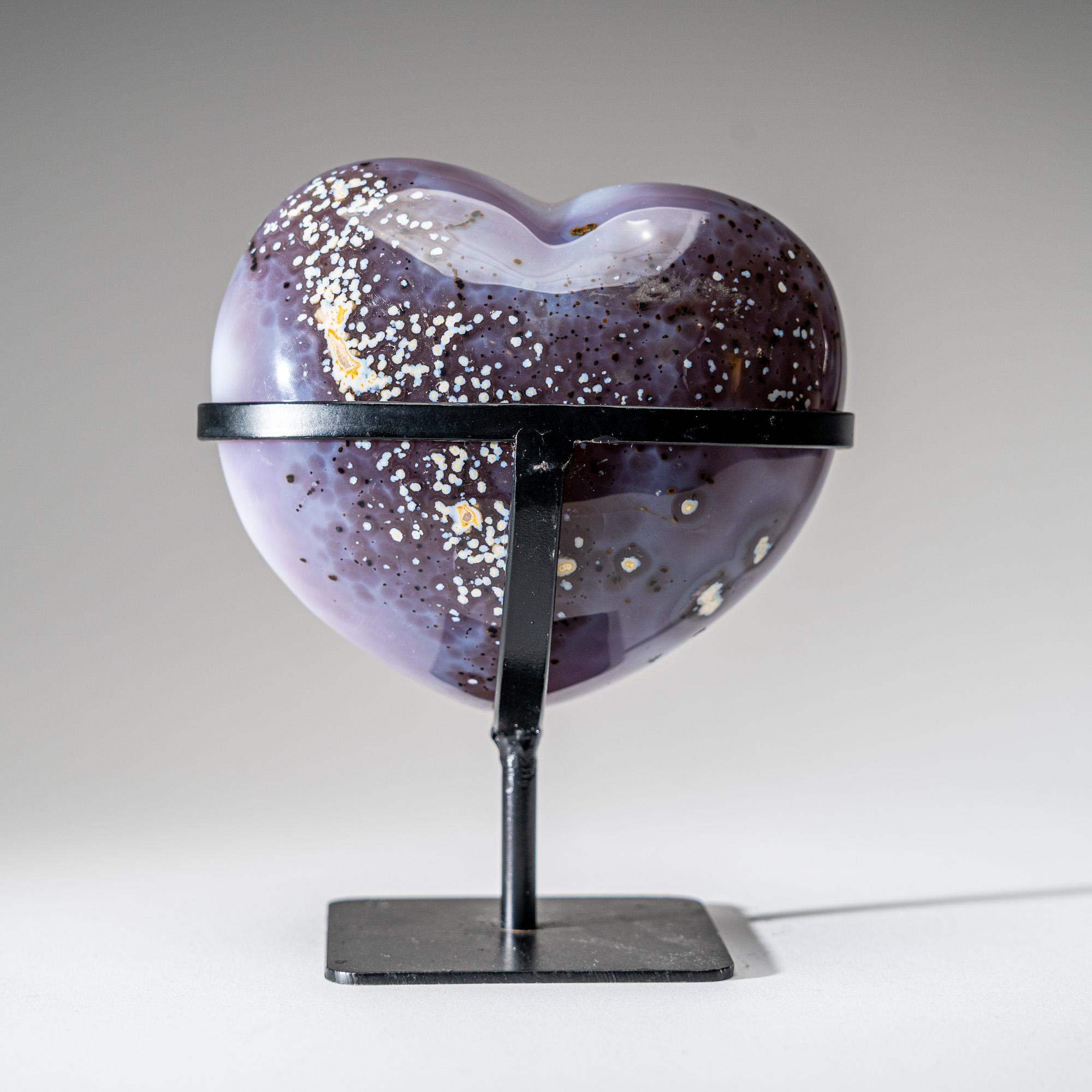 Cuore di geode di agata autentico lucidato su supporto dal Brasile (4,3 libbre) In condizioni Nuovo in vendita a New York, NY