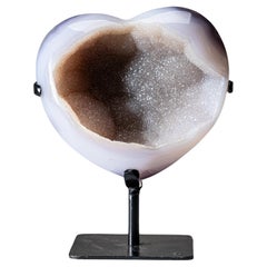 Genuine Polished Agate Geode Heart on Stand from Brazil (4.3 lbs) 