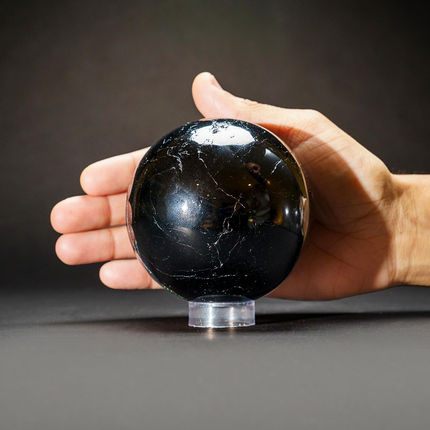 Genuine Polished Black Tourmaline Sphere from Brazil (3.5