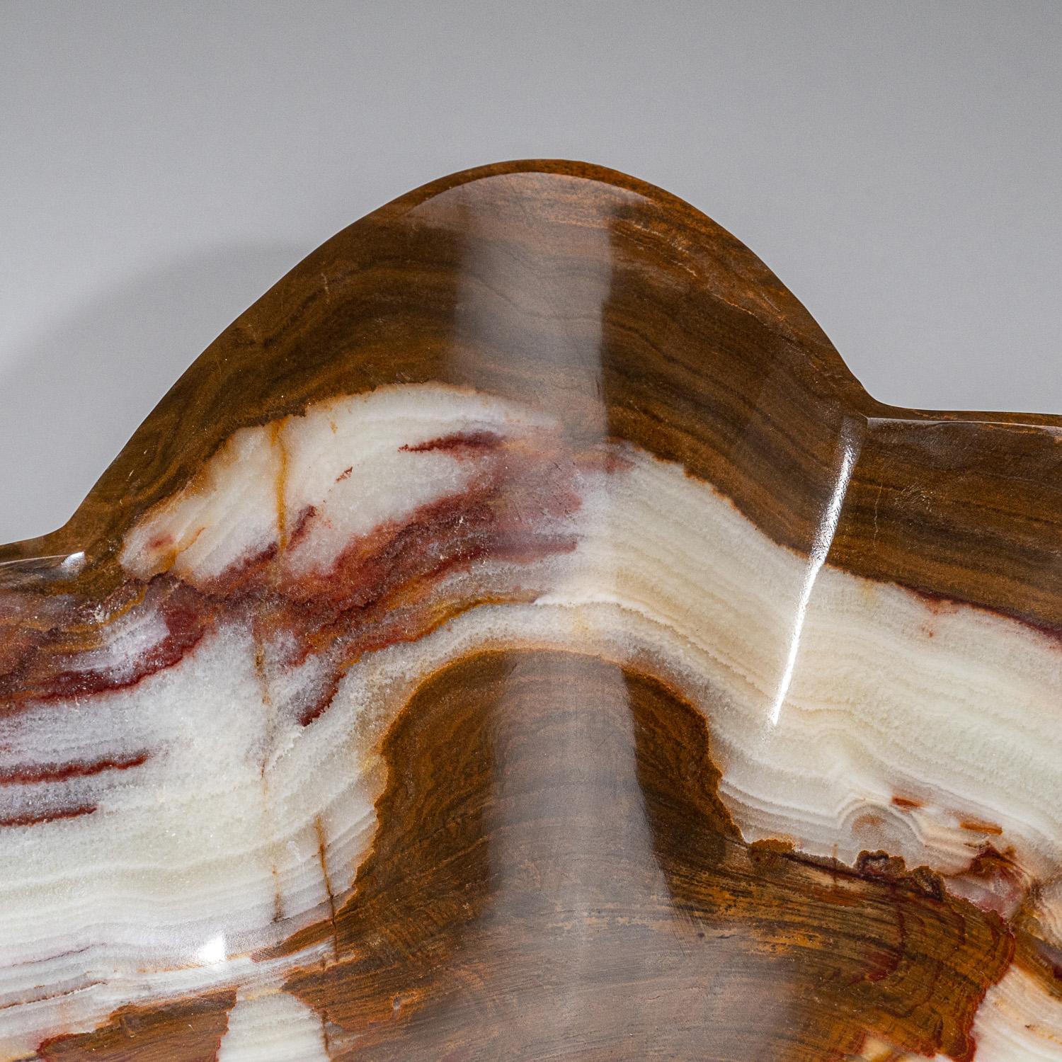 Mexican Genuine Polished Brown and White Onyx Bowl from Mexico  (7.2 lbs) For Sale