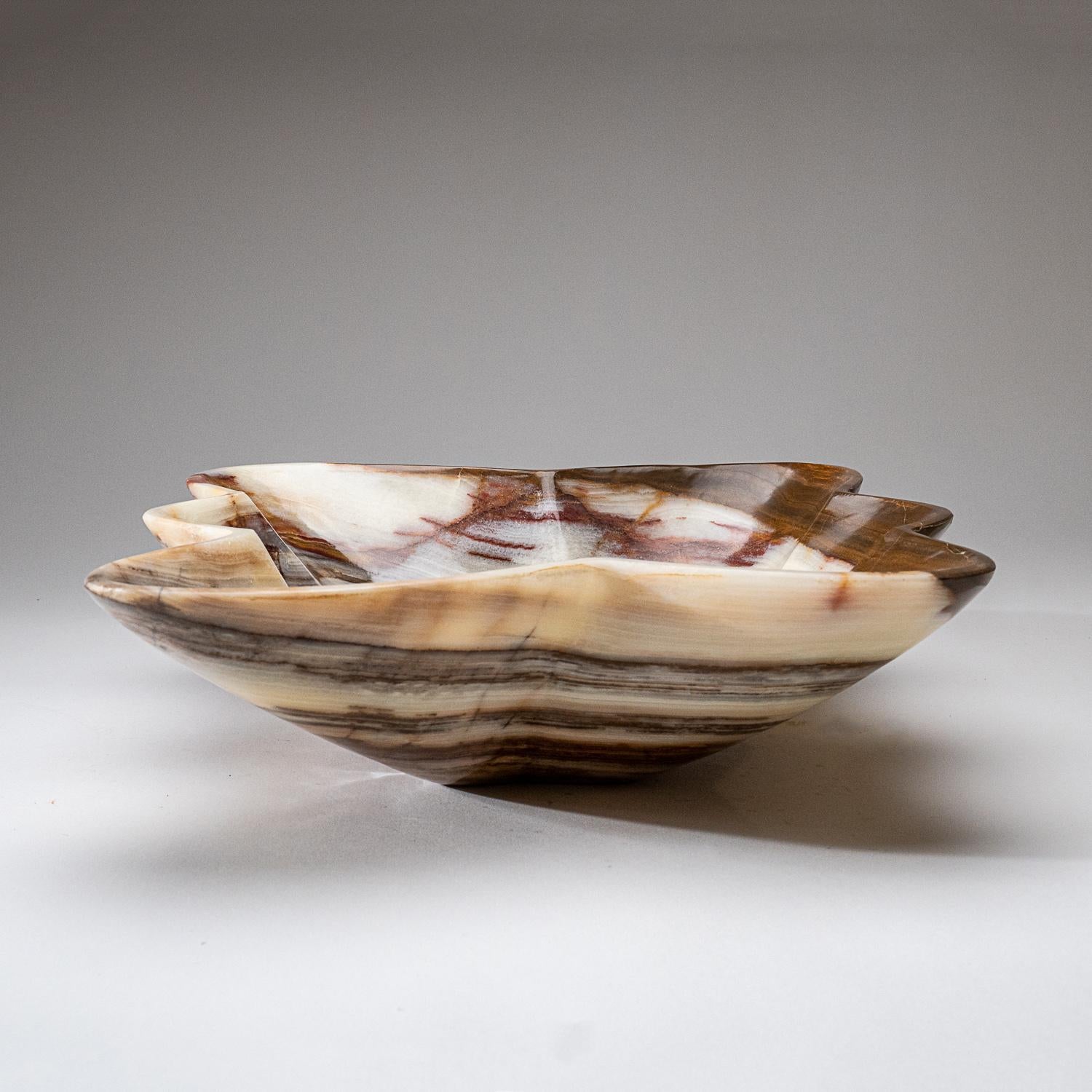 Genuine Polished Brown and White Onyx Bowl from Mexico  (7.2 lbs) For Sale 1