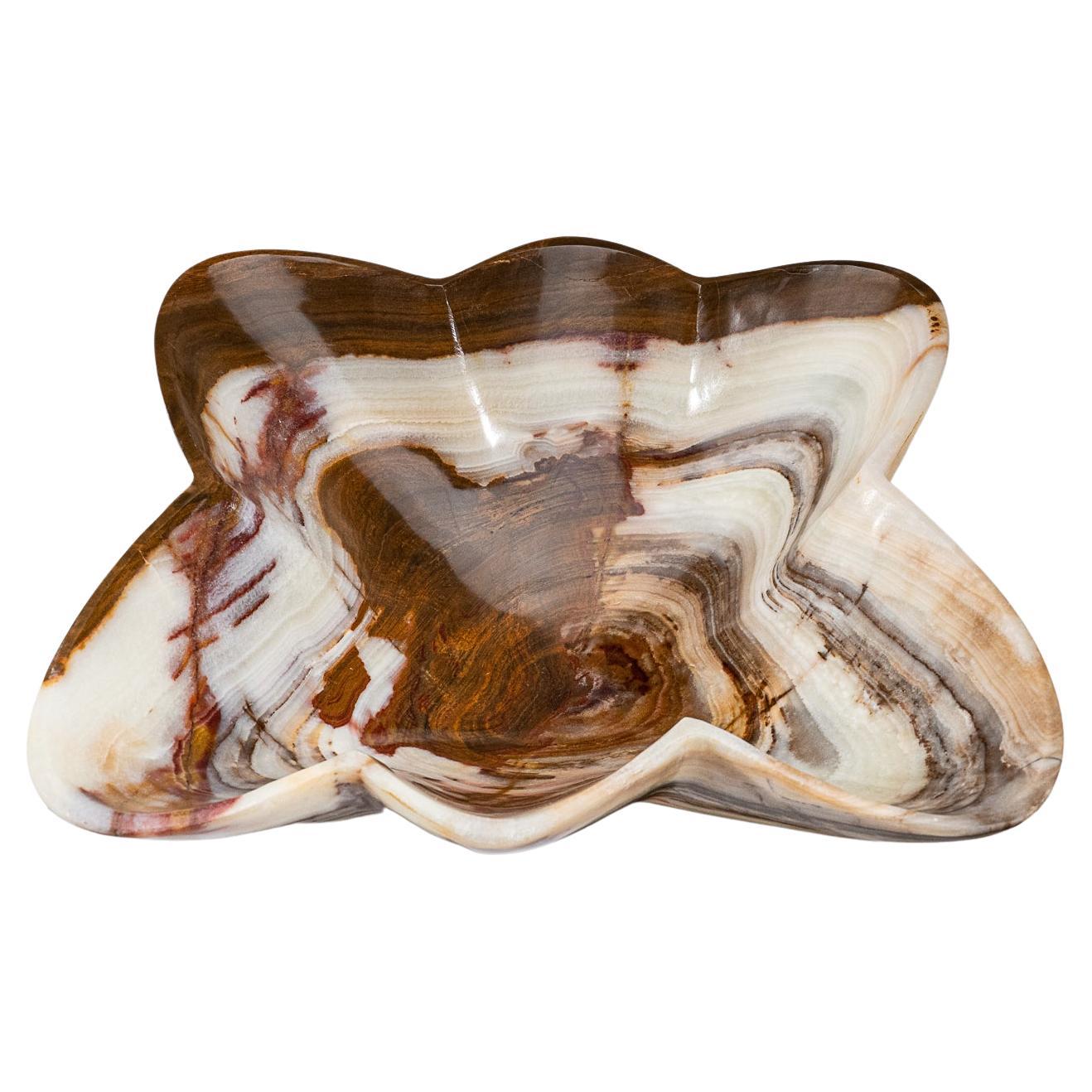 Genuine Polished Brown and White Onyx Bowl from Mexico  (7.2 lbs) For Sale