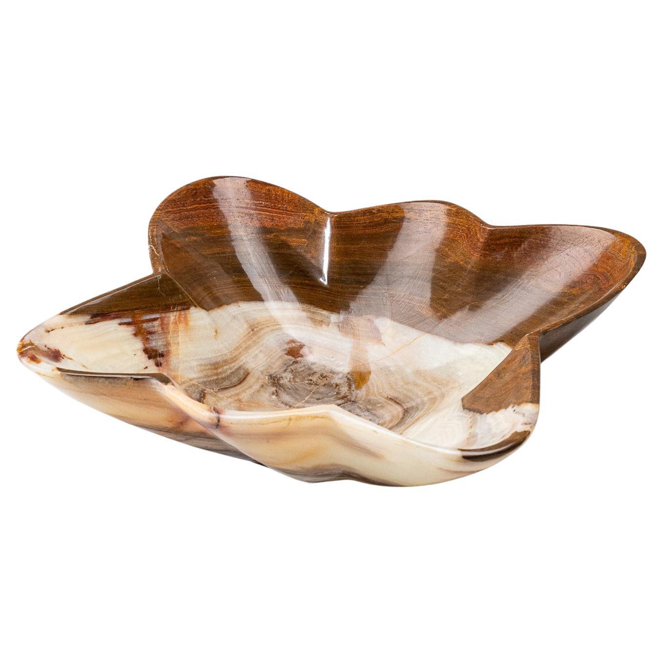 Genuine Polished Brown and White Onyx Bowl from Mexico '7.4 lbs' For Sale