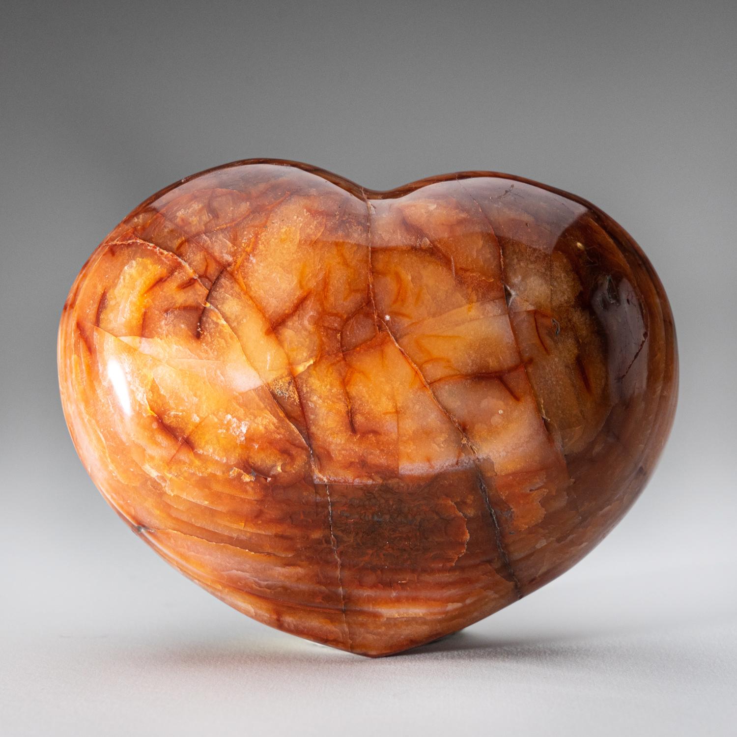Contemporary Genuine Polished Carnelian Agate Heart from Madagascar, '4 Lbs' For Sale