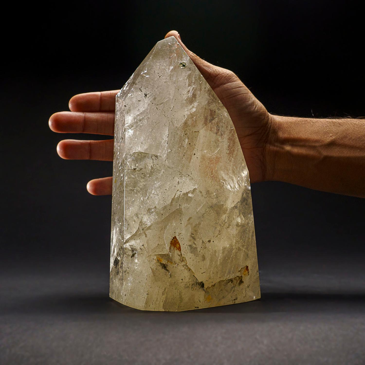 Contemporary Genuine Polished Clear Quartz Point From Brazil (7.5 lbs) For Sale