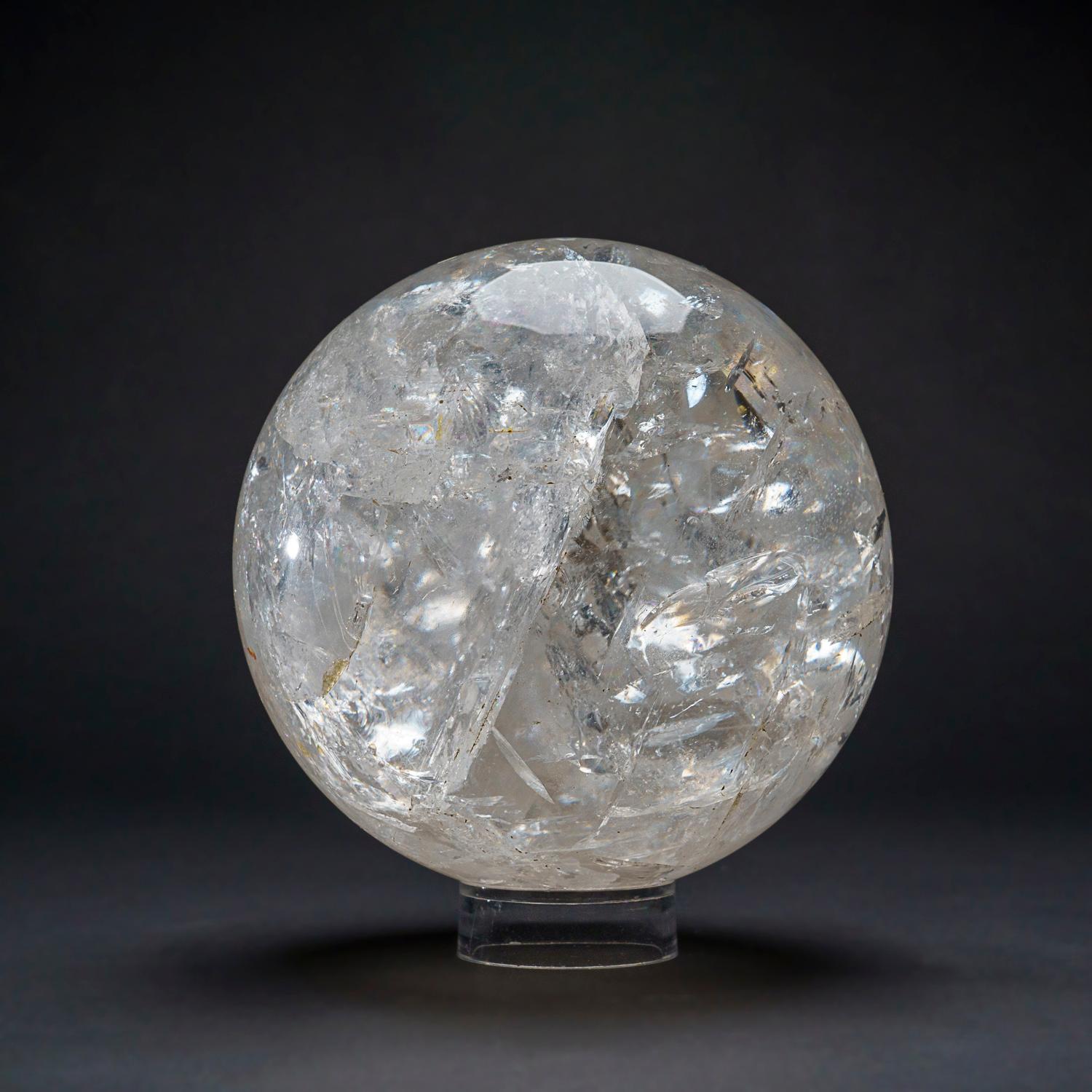 Genuine Polished Clear Quartz Sphere from Brazil (7 lbs) In New Condition For Sale In New York, NY