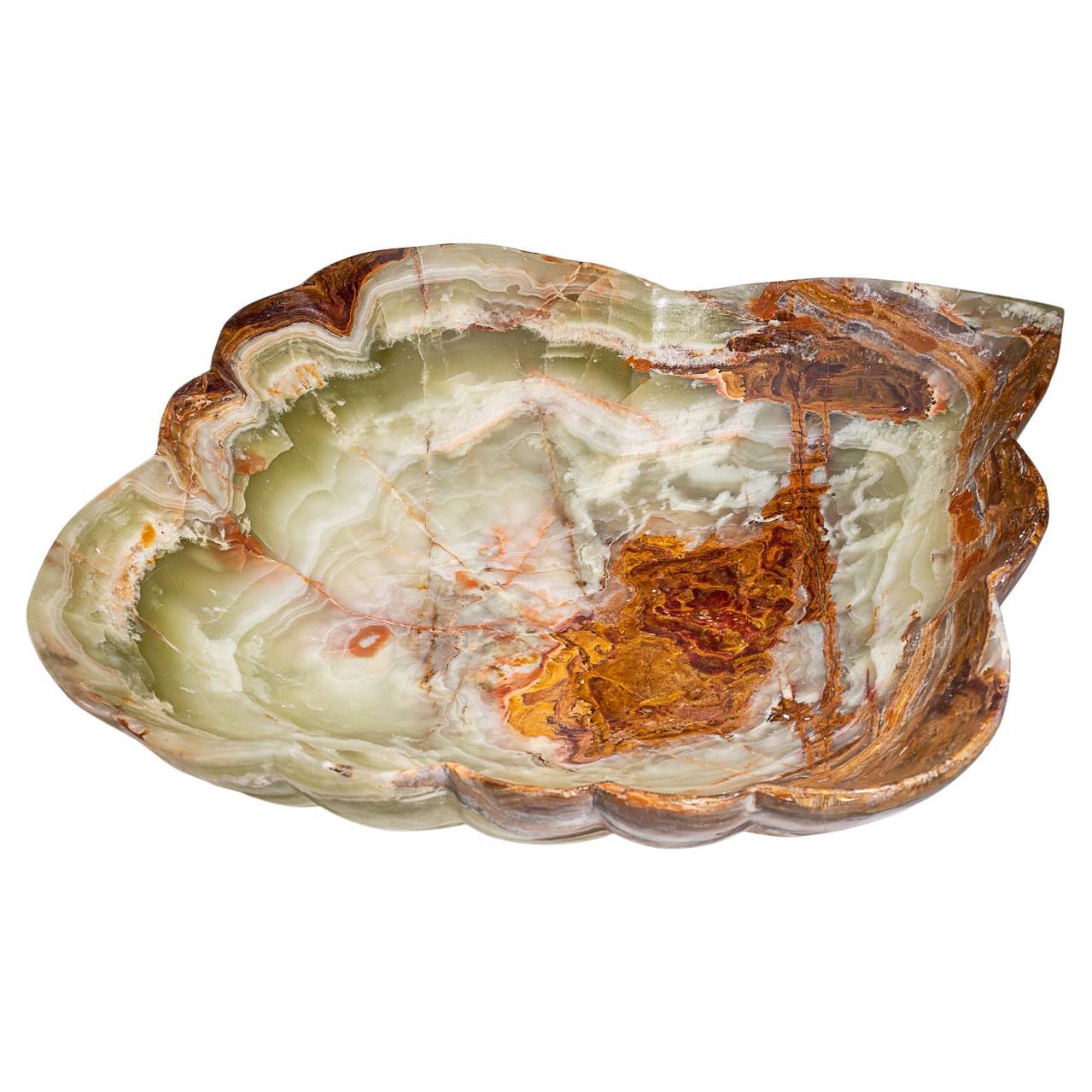 Large Polished Green Onyx Decorative Bowl from Mexico (15" x 15" x 4", 21.6 Lbs) For Sale