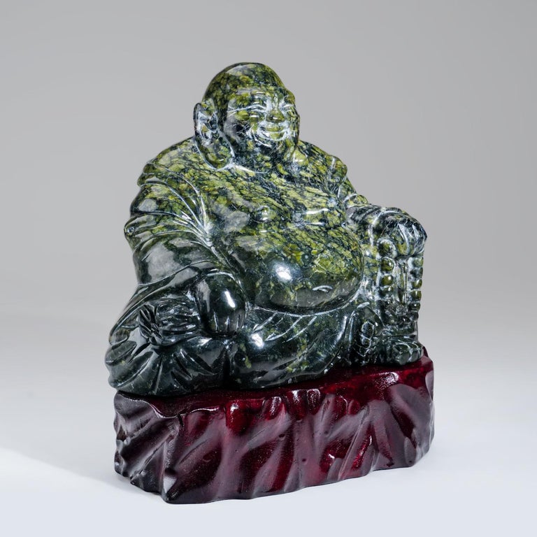 Genuine Polished Hand Carved Nephrite Jade Buddha (7lbs) For Sale at 1stDibs