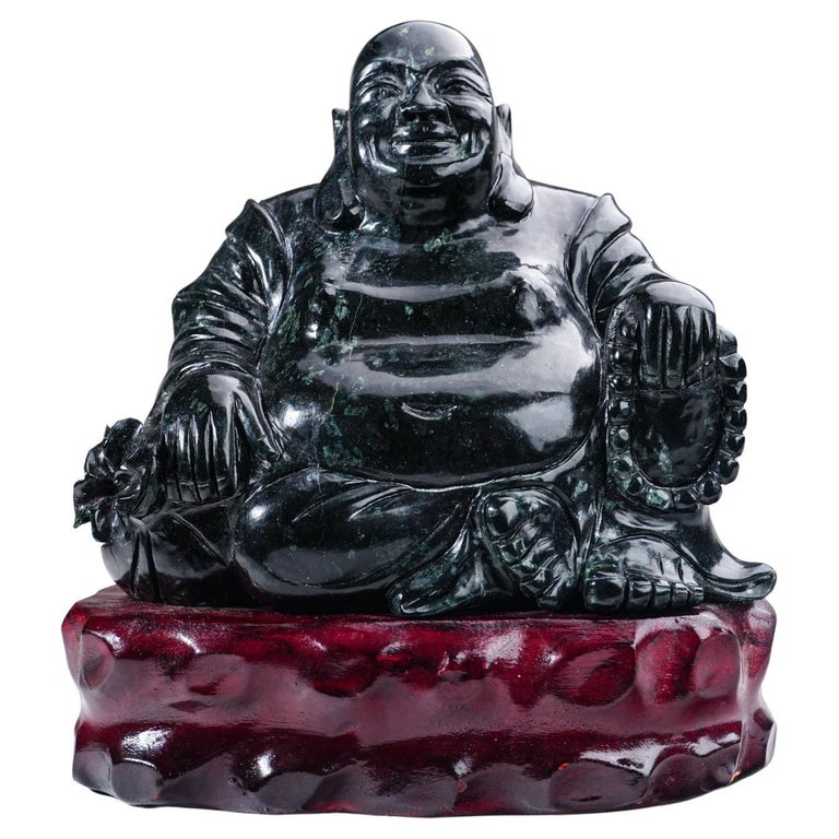 Genuine Polished Hand Carved Nephrite Jade Buddha (10 lbs) For Sale at 1stDibs