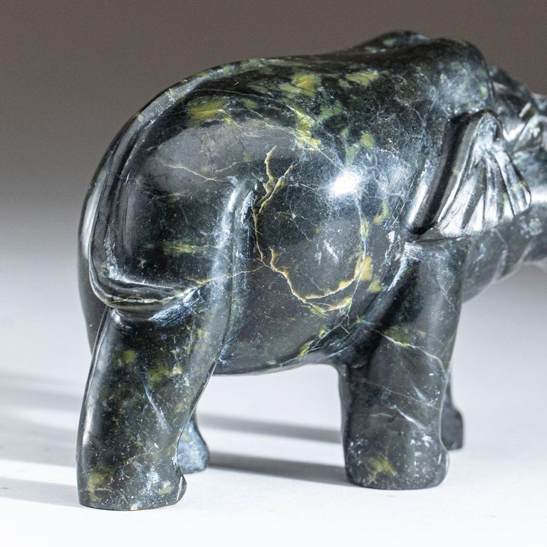 Genuine Polished Hand Carved Nephrite Jade Elephant For Sale at 1stDibs