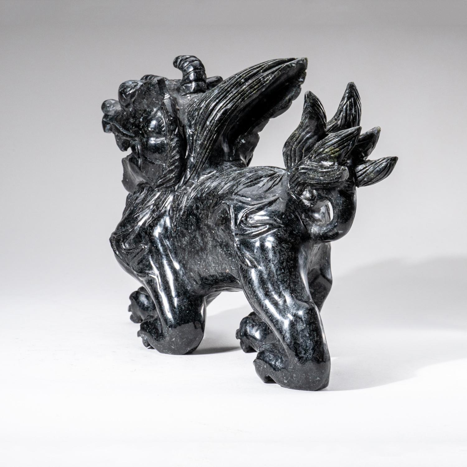 Genuine Polished Hand Carved Nephrite Jade Foo Dog (5.1 lbs) For Sale 1